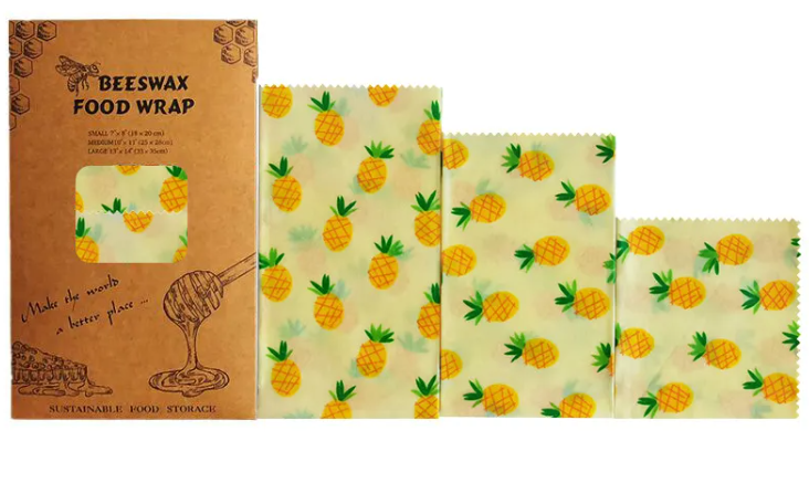 Reusable Beeswax Food Wraps | Eco-Friendly Plastic Wrap Alternative for Food Storage — Set of 3