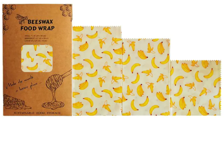 Reusable Beeswax Food Wraps | Eco-Friendly Plastic Wrap Alternative for Food Storage — Set of 3