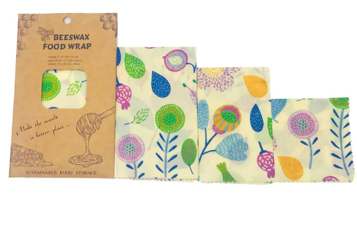 Reusable Beeswax Food Wraps | Eco-Friendly Plastic Wrap Alternative for Food Storage — Set of 3