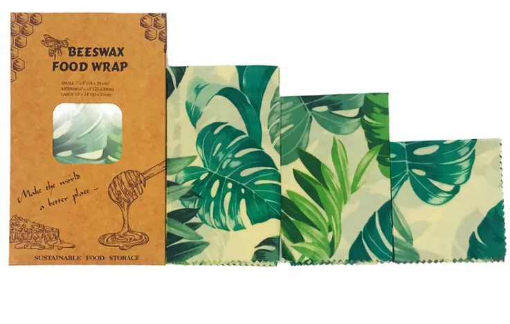 Reusable Beeswax Food Wraps | Eco-Friendly Plastic Wrap Alternative for Food Storage — Set of 3