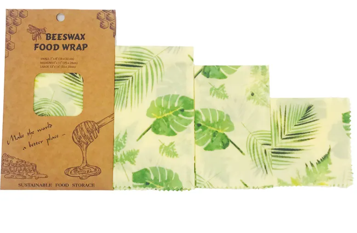 Reusable Beeswax Food Wraps | Eco-Friendly Plastic Wrap Alternative for Food Storage — Set of 3