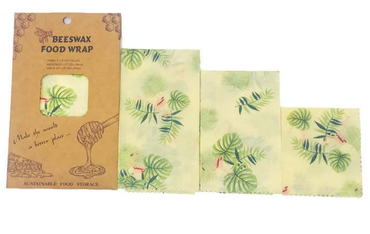 Reusable Beeswax Food Wraps | Eco-Friendly Plastic Wrap Alternative for Food Storage — Set of 3