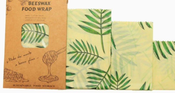 Reusable Beeswax Food Wraps | Eco-Friendly Plastic Wrap Alternative for Food Storage — Set of 3