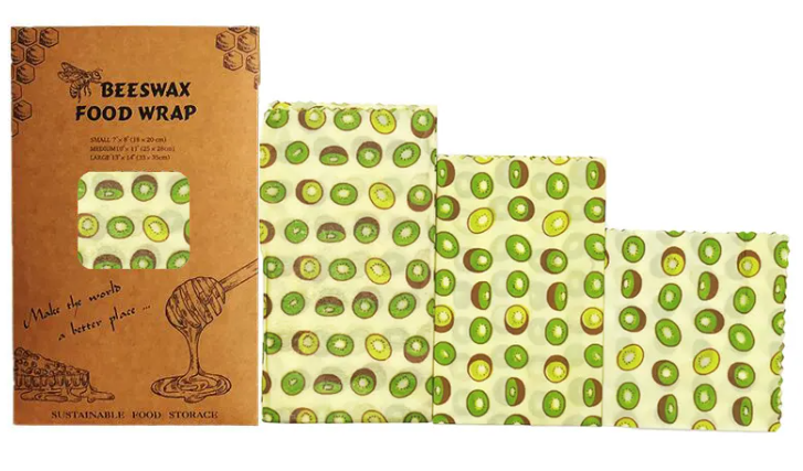 Reusable Beeswax Food Wraps | Eco-Friendly Plastic Wrap Alternative for Food Storage — Set of 3