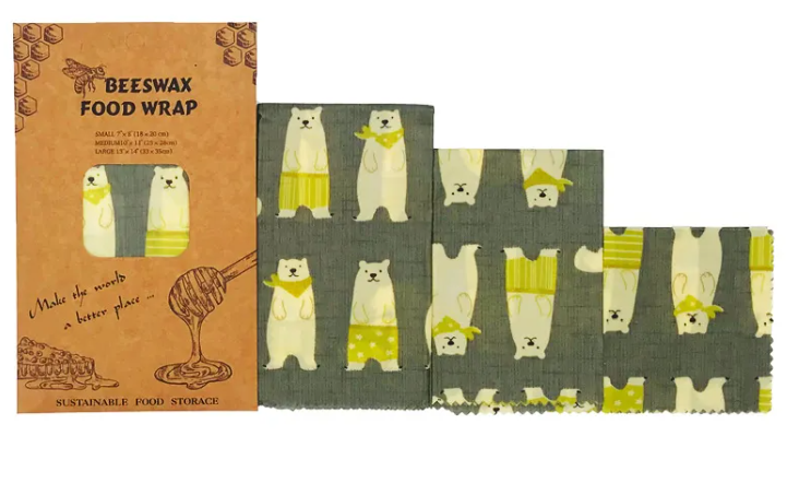 Reusable Beeswax Food Wraps | Eco-Friendly Plastic Wrap Alternative for Food Storage — Set of 3